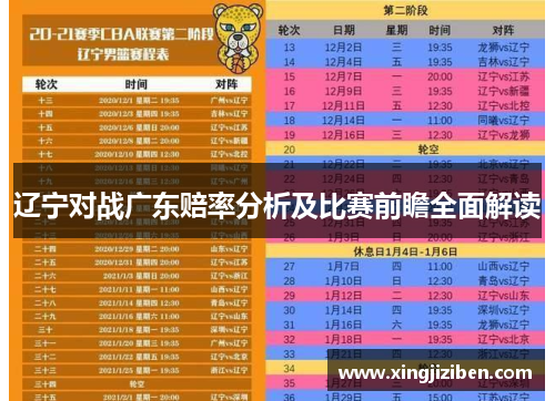 辽宁对战广东赔率分析及比赛前瞻全面解读